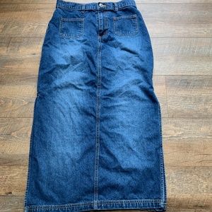 B Baileys Point Jean Denim Skirt Women's Sz 4 Modest Long Pencil Maxi Side Slits